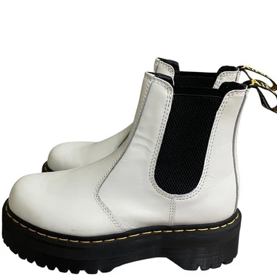 Dr Martens 2976 Quad платформе Chelsea ботинки белая кожа женский размер 8 ued 1 X - Изображение 1 из 4