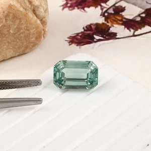 AAA Natural Ceylon Blue Green Parti Sapphire Loose Emerald Cut Gemstone 6.30 Ct - Picture 1 of 5