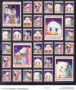 115-1x4, 2015 ALA National U.S. Christmas Seals Sheet, R16-CSCS-4-16 - Picture 1 of 2