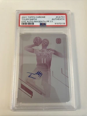 2021-22 Topps Chrome Overtime Elite Tyler Smith Printing Plate Rookie Auto 1/1 - Image 1 of 2