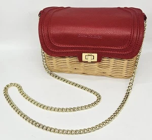DIANA DELGADO PURSE "CIELO"Red Soft lining interior W/pocket.Gold-toned Chain. - Picture 1 of 9