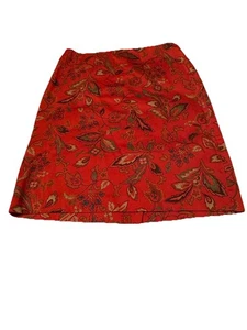 Falda Jones New York Signature Russet Tono Tierra Dorado Paisley Hasta la Rodilla Talla 8 - Imagen 1 de 10