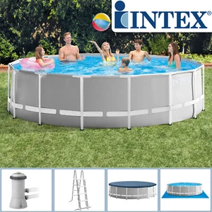 Intex Frame Pool Prism Rondo Ø 457 x 122 cm Komplettset grau Gartenpool 26726 - Bild 1 von 6