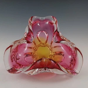 Chřibská #240/5/20 Czech Pink & Orange Glass Bowl by Josef Hospodka - Picture 1 of 10