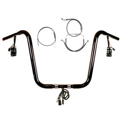 Kit de barra precableada 1 1/4" negra 16" Harley Road Glide 2008-2013 sin crucero sin ABS Foto 1 de 2