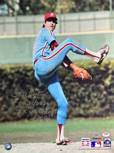 Steve Carlton Signed 16x20 Philadelphia Phillies Photo W Inscriptions PSA - Picture 1 of 2