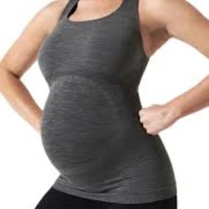 Blanqi Women Maternity Tank Top Sz M Grey Space Dye Belly Support Cross Back - Picture 1 of 5
