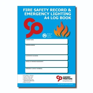 Cherry Fire Safety Record & Emergency Lighting Log Book | A4 | 48 Pages | 120gsm - Picture 1 of 4