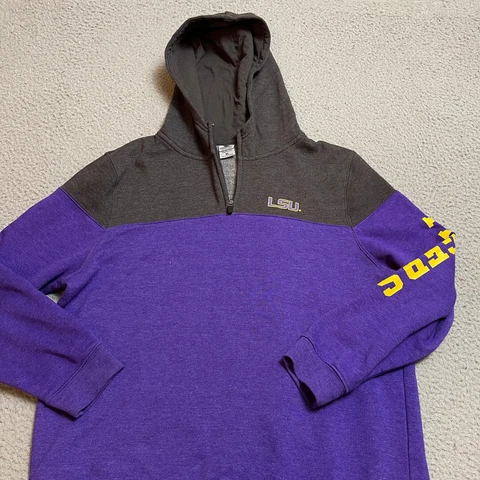 LSU Tigers Hoodie Sweatshirt Youth Boys XL Hooded Purple Pullover NCAA Pull Over Cover