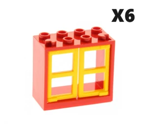 Lego ® Lot 6 Fenêtre Maison Rouge et Jaune 2x4x3  Windows 60598 + 60608  NEW - Picture 1 of 1