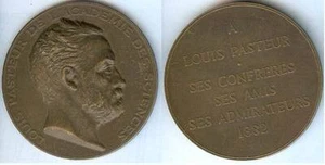 Médaille de table - Louis PASTEUR académie des sciences 1882 d=68 mm bronze - Picture 1 of 1