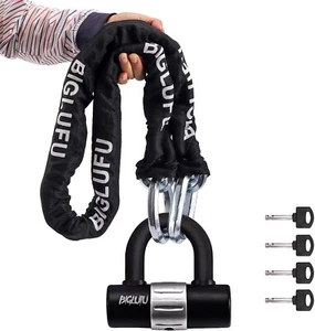 Motorcycle Lock Chain Locks with 4Keys 16mm U Lock, 150cm/5ft Heavy Duty - Picture 1 of 8