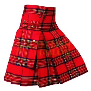 Handmade Traditional Royal Stewart Tartan Utility Kilt Deluxe Kilt Custom Kilts - Picture 1 of 5