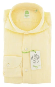Finamore Napoli Yellow Melange Linen Shirt - Extra Slim - 15.5/39 - (PM) - Picture 1 of 4