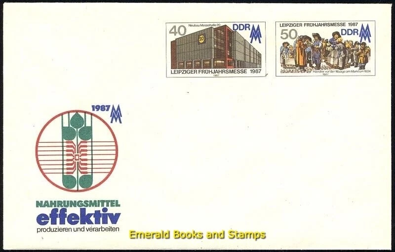 EBS East Germany 1987 - Leipzig Spring Fair - Prepaid Envelope - Michel U6 cv $7 - Image 1 of 1
