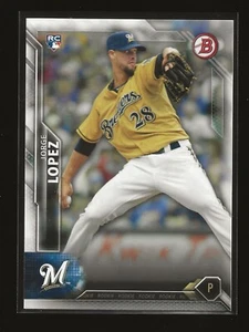 2016 Bowman Jorge Lopez Milwaukee Brewers Rookie RC (#146) - Bild 1 von 2
