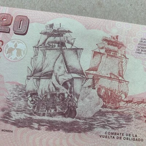 Naval Battle Scene Argentina 20 Pesos 2013 Argentinian Currency Warship Note - Picture 1 of 6