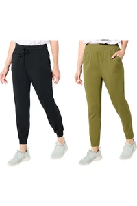 AnyBody 2-Piece Cozy Knit Jogger and Ankle Pant Set Black/Olive - Picture 1 of 1