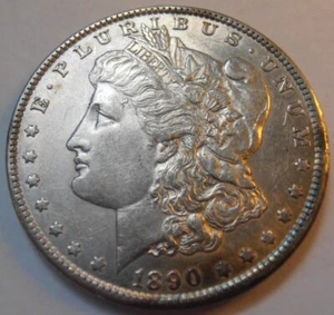 1890 P Morgan Silver Dollar, (90PET1) - Picture 1 of 4