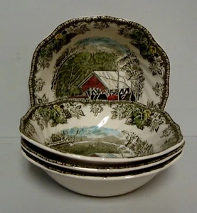 Johnson Brothers FRIENDLY VILLAGE Square Cereal Bowl set of 3 MADE IN ENGLAND - Picture 1 of 3