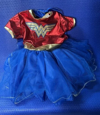 Rubíes Niñas Pequeñas Disfraz Mujer Maravilla Brillo Tutú Vestido y Capa 4T Foto 1 de 4