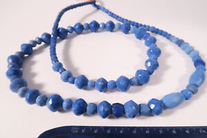 Antyczne duże szklane koraliki Czechy niebieskie nieprzezroczyste FT77 Old big Russian Blue Trade Beads