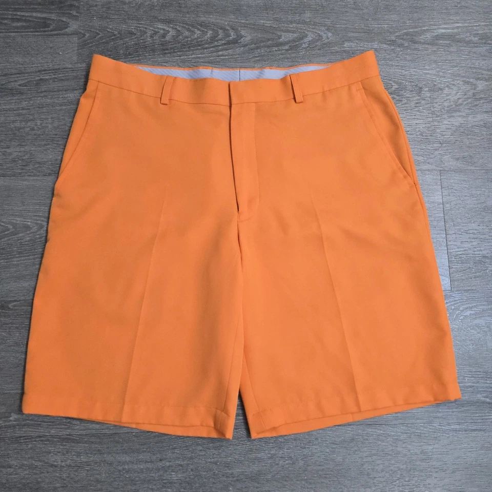 Louis Raphael Golf Blaze Orange Chino Shorts Flat Front Mens Sz 34 9" Inseam - Image 1 of 4