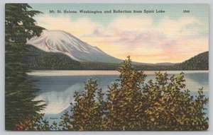 Mt. Postal de lino vintage de St. Helens & Spirit Lake Washington sin publicar - Imagen 1 de 2