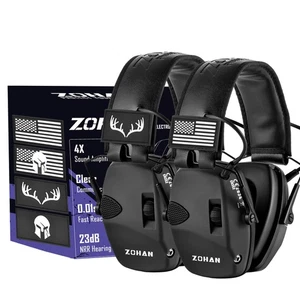 Electronic Shooting Earmuffs with Patches, 2Pack Hearing Protection for Shoot... - Picture 1 of 6
