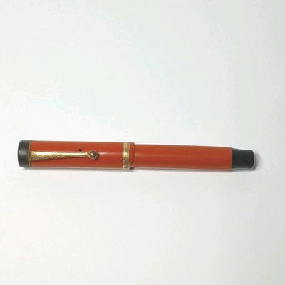 Vintage Geo S Parker Duofold Jr Lucky Curve Orange Fountain Pen, Damage To Cap - Image 1 of 4
