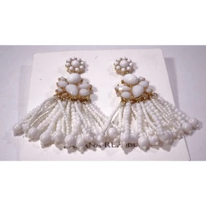 Banana Republic Women's Summer Fridays Bead Cabochon Fringe Earrings NWT 58 - Picture 1 of 6