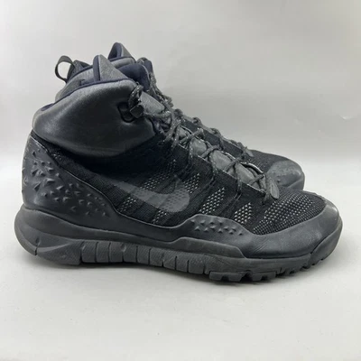 Nike ACG Lupinex Flyknit Sneakers Men Size 13 Triple Black Comfort Mid Top Shoes - Image 1 of 4