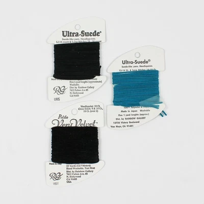 Lot of 3 Ultra-Suede and Very Velvet Yarn, Black and Teal New - Image 1 of 4