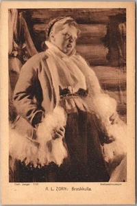 Vintage Artista-Firmado A.L. Postal ZORN "Braskkulla" Museo Nacional de Estocolmo - Imagen 1 de 2