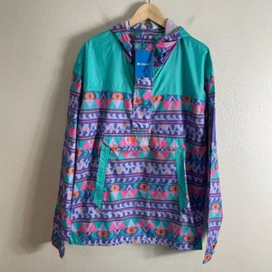 NEW Columbia Mens XXL Challenger Windbreaker Multicolor Geometric Pullover Hood - Picture 1 of 13
