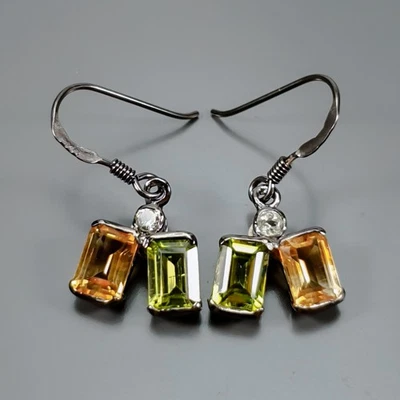 Handmade Natural Citrine Earrings 925 Sterling Silver /E130018 - Image 1 of 4