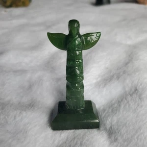 "Estatuilla tótem de jade nefrita verde natural tallada de colección 3"" 2 oz" - Imagen 1 de 4