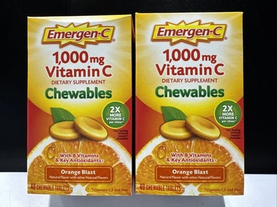2x Emergen-C  1000mg Vitamin C Natural Orange Blast Flavored 40 Chewable Tablets - Image 1 of 4