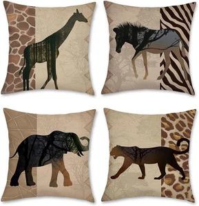 Federe per Cuscini Animali Leopardo 45 X 45 Cm Copricuscini Decorativi Giraffa E - Foto 1 di 12