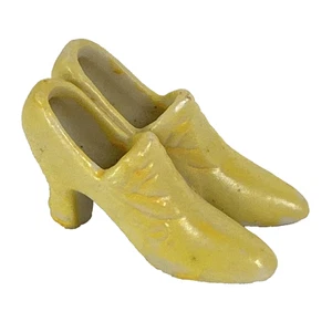 Vintage Miniature Ceramic Shoes Yellow High Heels Made in Japan - Picture 1 of 7