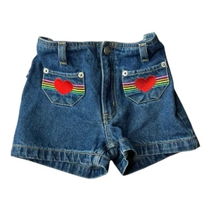 Bongo Y2K Vintage Girl's Heart Denim Shorts Sz 6 - Picture 1 of 6