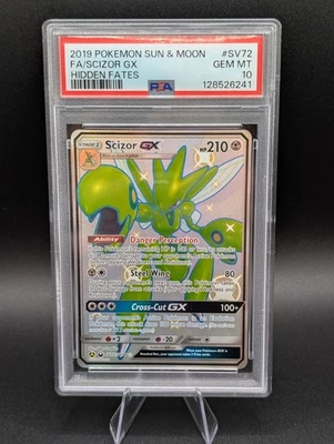 2019 POKEMON SUN & MOON HIDDEN FATES #SV72/SV94 SCIZOR GX FULL ART PSA 10 - Image 1 of 2