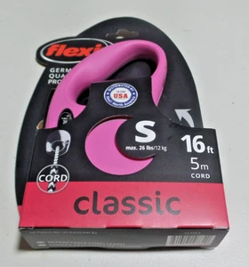 Guinzaglio retrattile Flexi per cani di piccola taglia cavo classico fino a 26 libbre 16 piedi rosa NUOVO - Foto 1 di 2