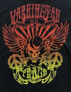 Camiseta Peace Top Hat Skull Wings Washington DC, Negra, Talla Mediana - Imagen 1 de 5