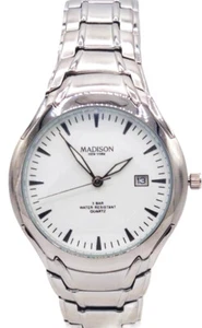 Armbanduhr Herren Uhr Edelstahl Datum Männer Analog Quarzuhr Madison New York - Bild 1 von 13