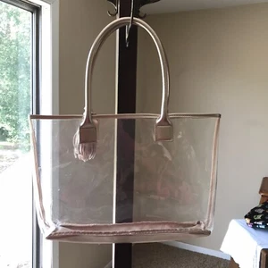 Vince Camuto Large Transparent Tote Bag Gold Handles Gold Tassel NWOT - Picture 1 of 7