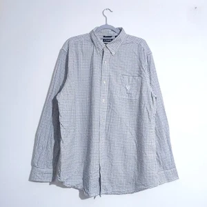 Ralph Lauren Chaps Oxford Shirt XL Blue White Check Long Sleeve Casual Cotton - Picture 1 of 21