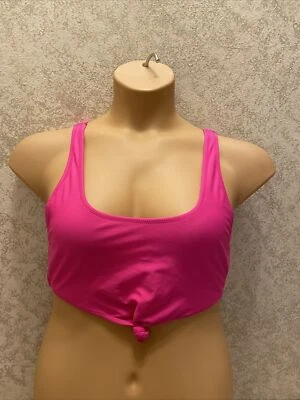 Top de bikini Ali Express neón rosa intenso anudado frontal. Talla XL Foto 1 de 4