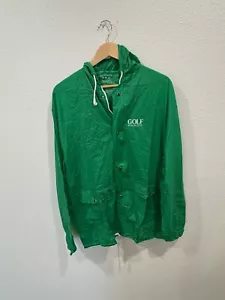 Vintage. GOLF MAGAZINE Packable Hooded Rain Jacket Vented Full Zip 100% PVC - Picture 1 of 4
