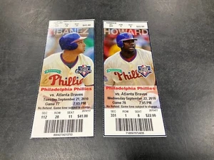 PHILLIES 2010 TICKET STUB 9/21/10-9/22/10 VS BRAVES - Picture 1 of 3